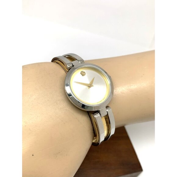 Movado Women's Watch 0607150 Aleena Swiss Quartz Petite 27mm Two Tone Bangle - Picture 6 of 14
